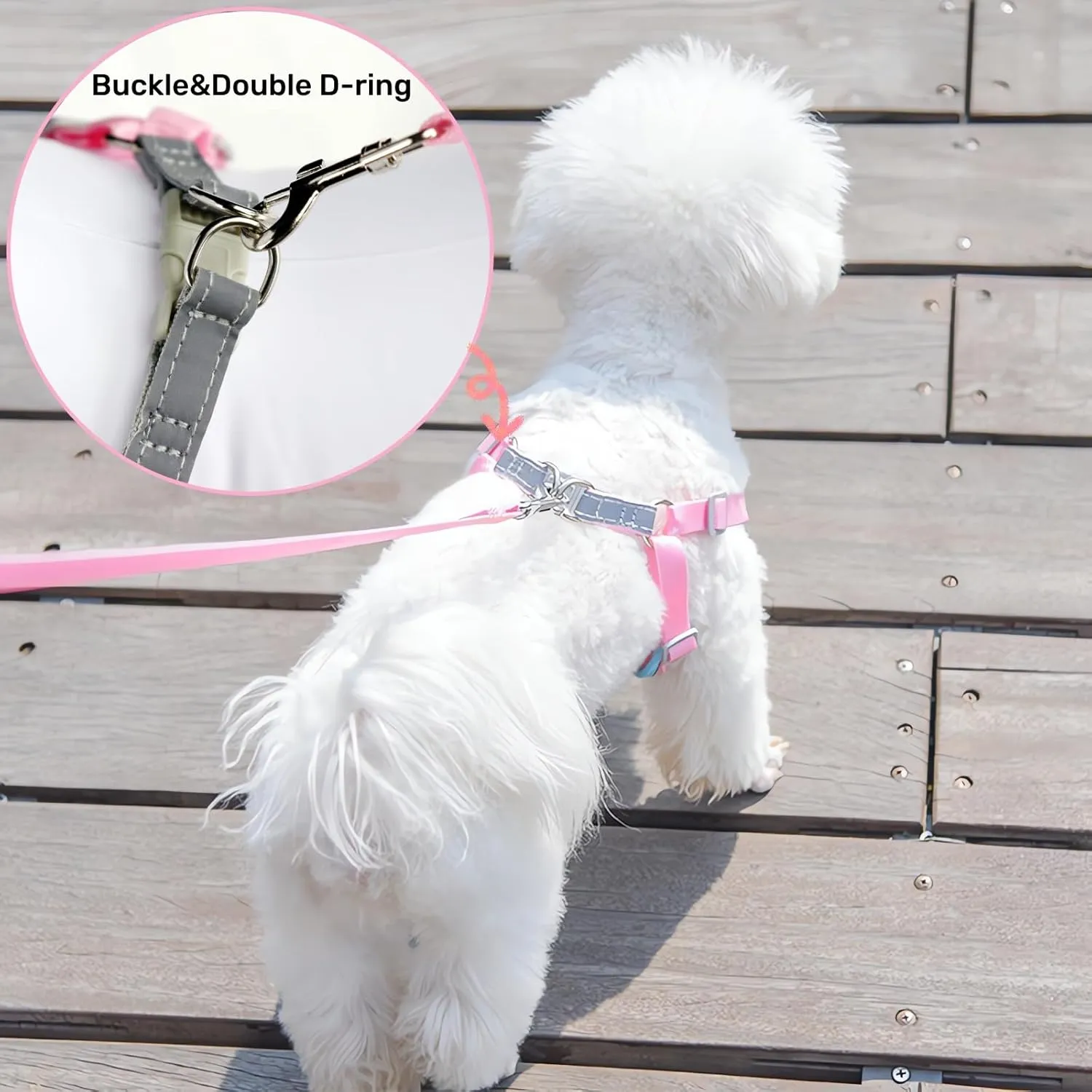 Harness Small Size Dog and Leash Set, Adjustable Reflective No Pull Step-in Dog Harness with Thickened Padded Vest for Extra-Small/Small Medium Large Dogs and Cats (Pink, S)
