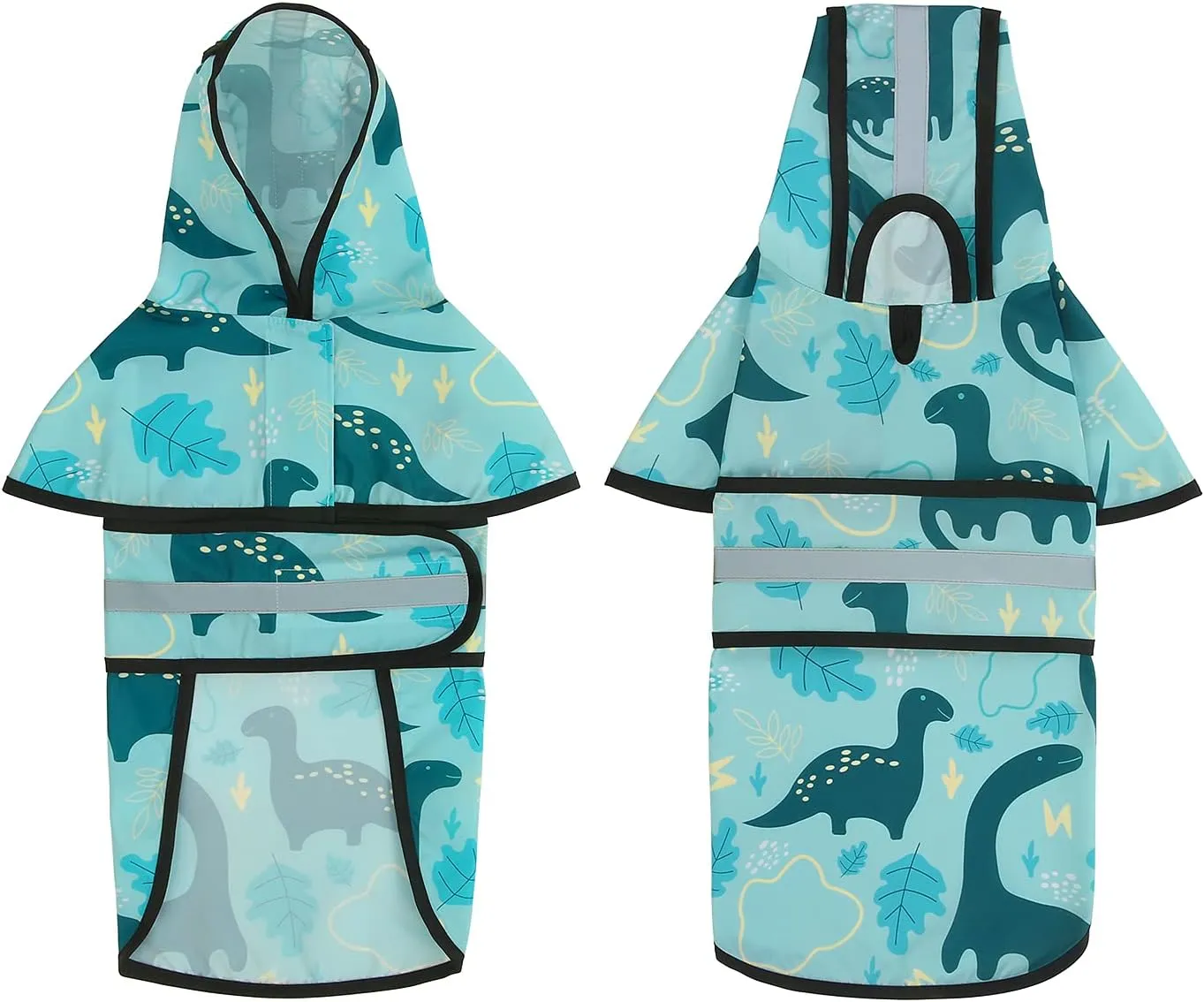 HDE Dog Raincoat Hooded Slicker Poncho for Small to X-Large Dogs and Puppies Dinosaurs - M