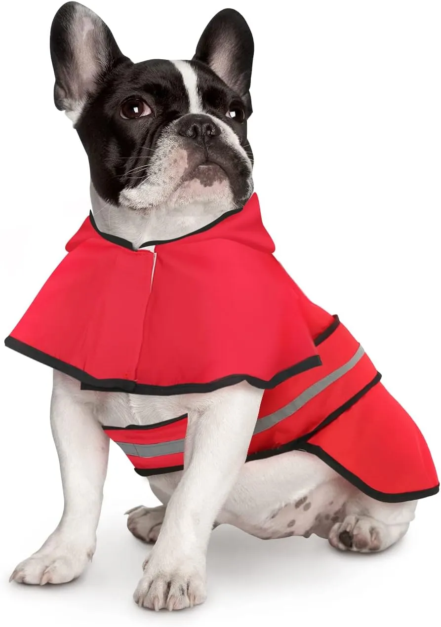 HDE Dog Raincoat Hooded Slicker Poncho for Small to X-Large Dogs and Puppies Red - S