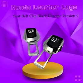 Honda Leather Logo Seat Belt Clip Black Chrome Version 2