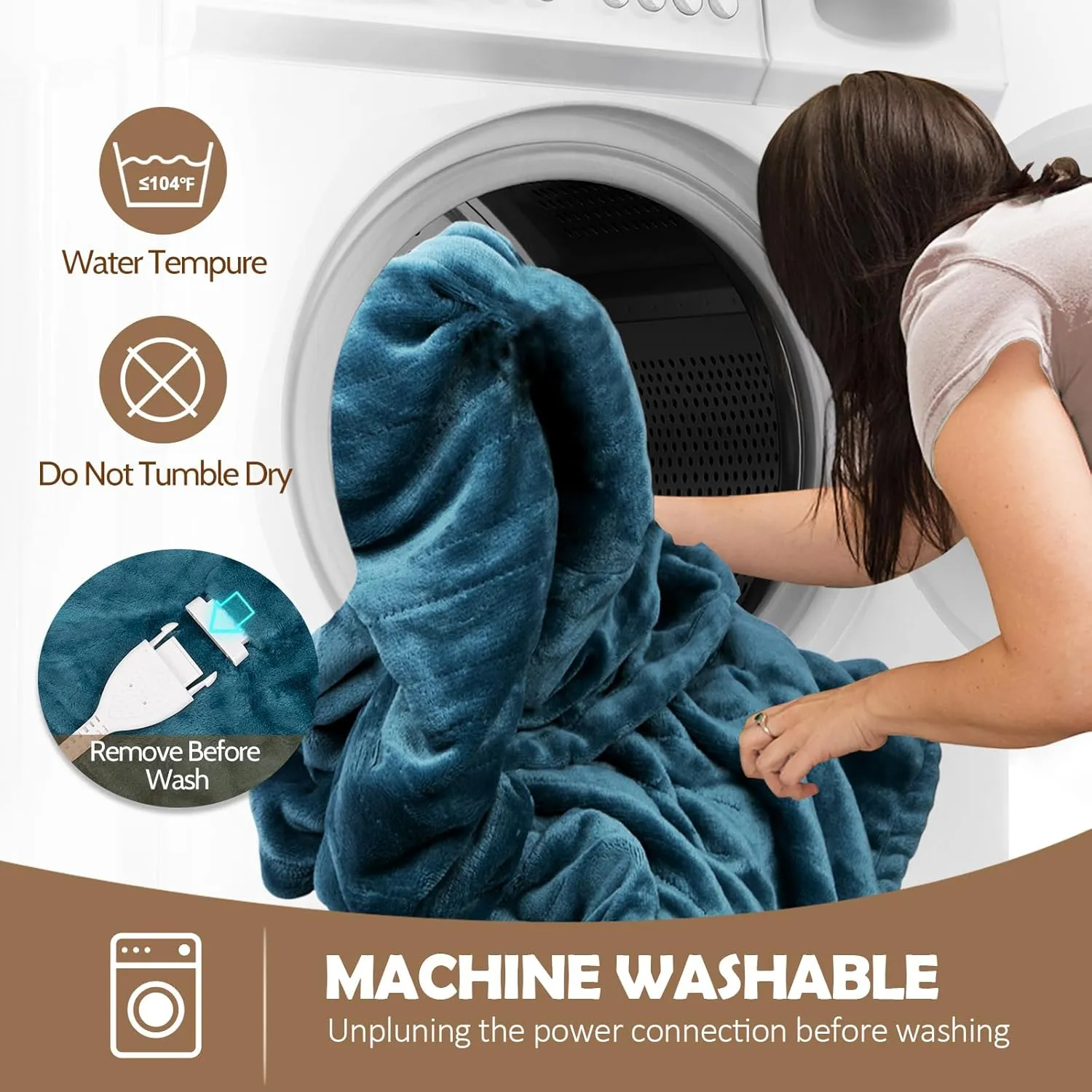 HOW'S MY HOUSE Heated Blanket Throw 50" x 60", Electric Blanket with 4 Time Settings & 6 Heating Levels, Over-Heat Protection, Flannel Sherpa Super Cozy with ETL Certification, Blue