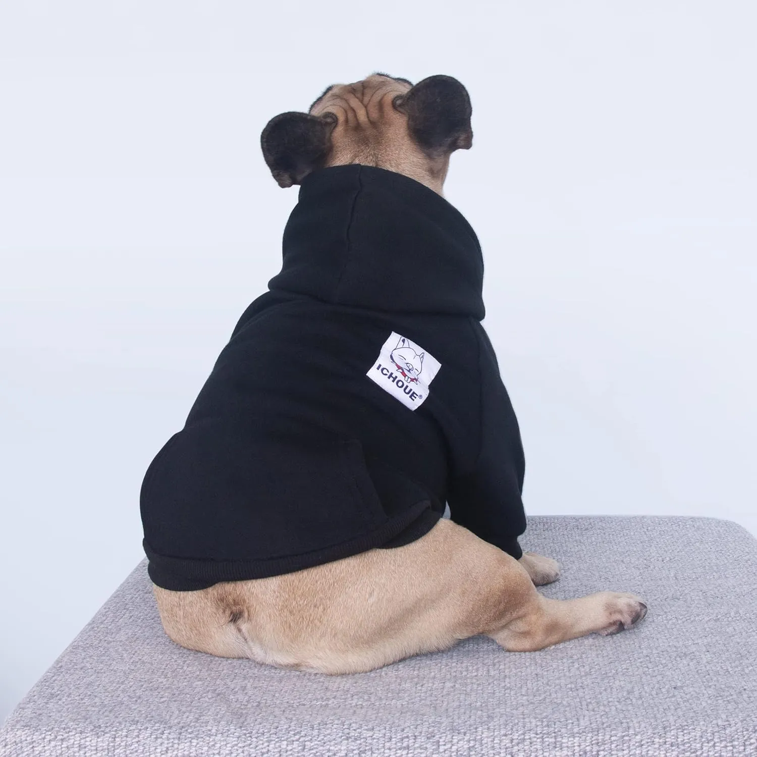 iChoue French Bulldog Frenchie Clothes Hoodies for Dogs Pug English Boston Terrier Bully Pitbull Corgi Sweatshirt Sweater Clothing - Black/Large Plus