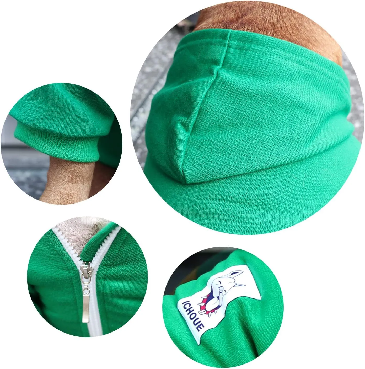 iChoue French Bulldog Frenchie Clothes Hoodies for Dogs Pug English Boston Terrier Bully Pitbull Corgi Sweatshirt Sweater Clothing - Green/Large Plus
