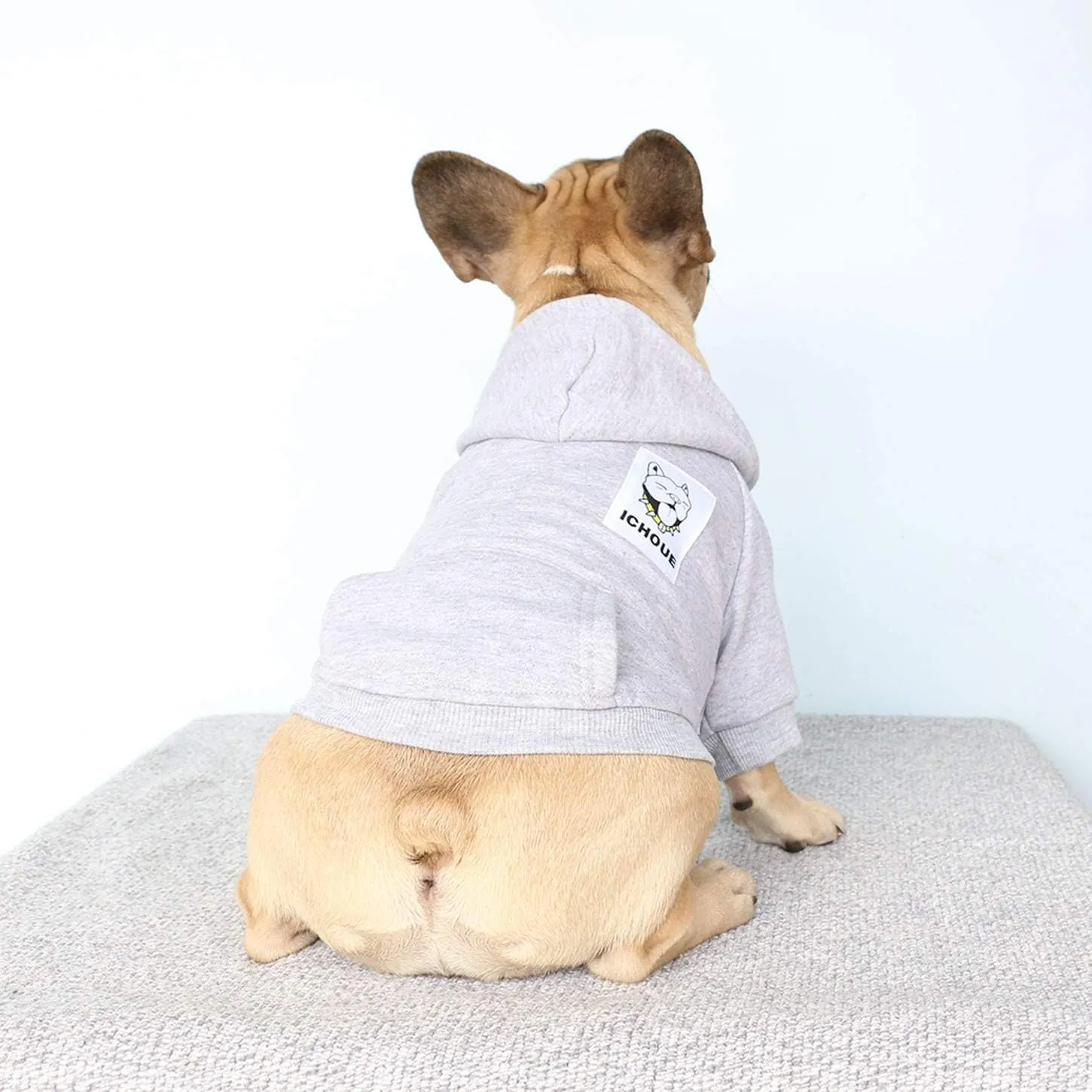 iChoue French Bulldog Frenchie Clothes Hoodies for Dogs Pug English Boston Terrier Bully Pitbull Corgi Sweatshirt Sweater Clothing - Grey/Large Plus