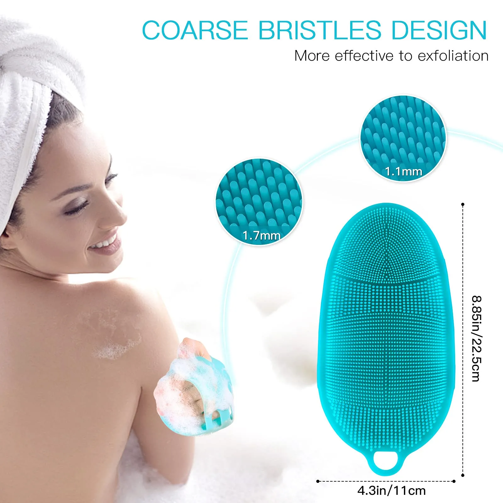 INNERNEED Food-grade Silicone Body Scrubber Shower Cleansing Brush Bath Exfoliating Skin Massage Tool, for Sensitive and all Kinds of Skin (Blue Pink)