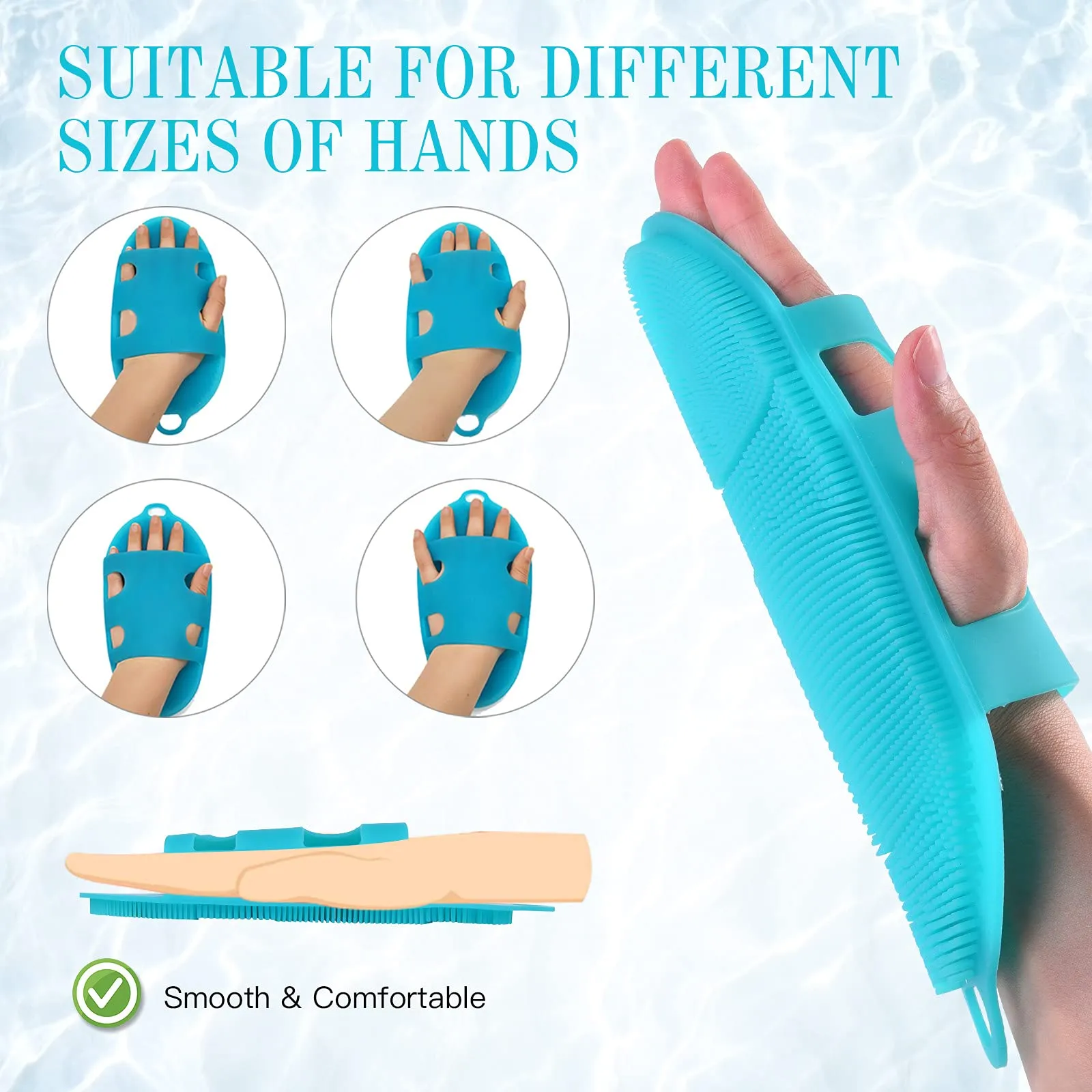 INNERNEED Food-grade Silicone Body Scrubber Shower Cleansing Brush Bath Exfoliating Skin Massage Tool, for Sensitive and all Kinds of Skin (Blue Pink)