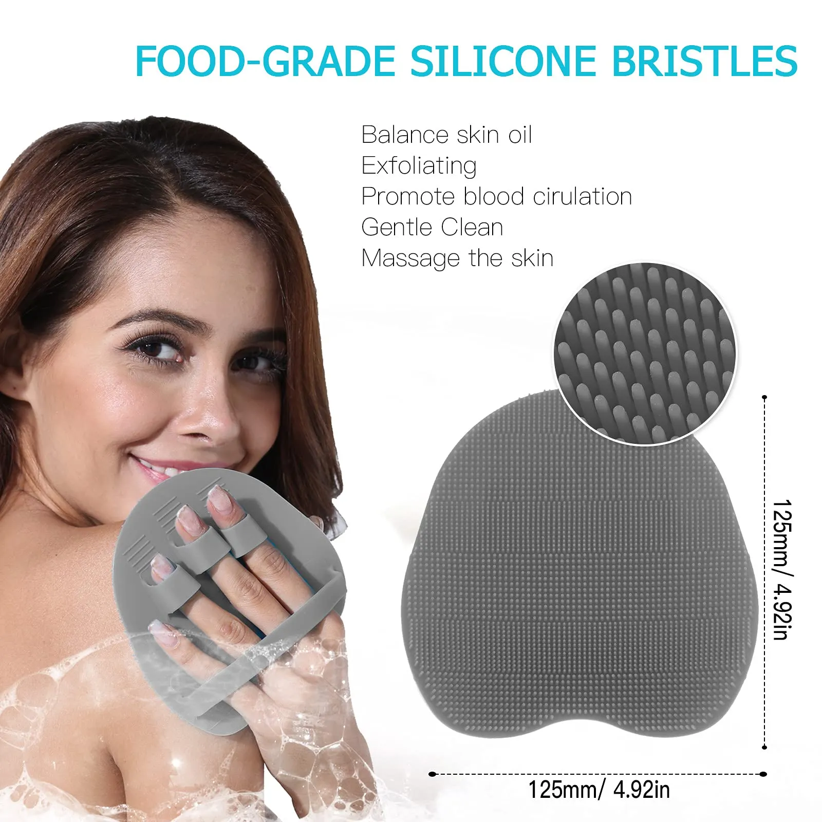 INNERNEED Soft Silicone Body Scrubber Shower Cleansing Brush Exfoliating Glove, Massage Skin Care Tool, for Sensitive and All Kinds of Skin (Pack of 2)