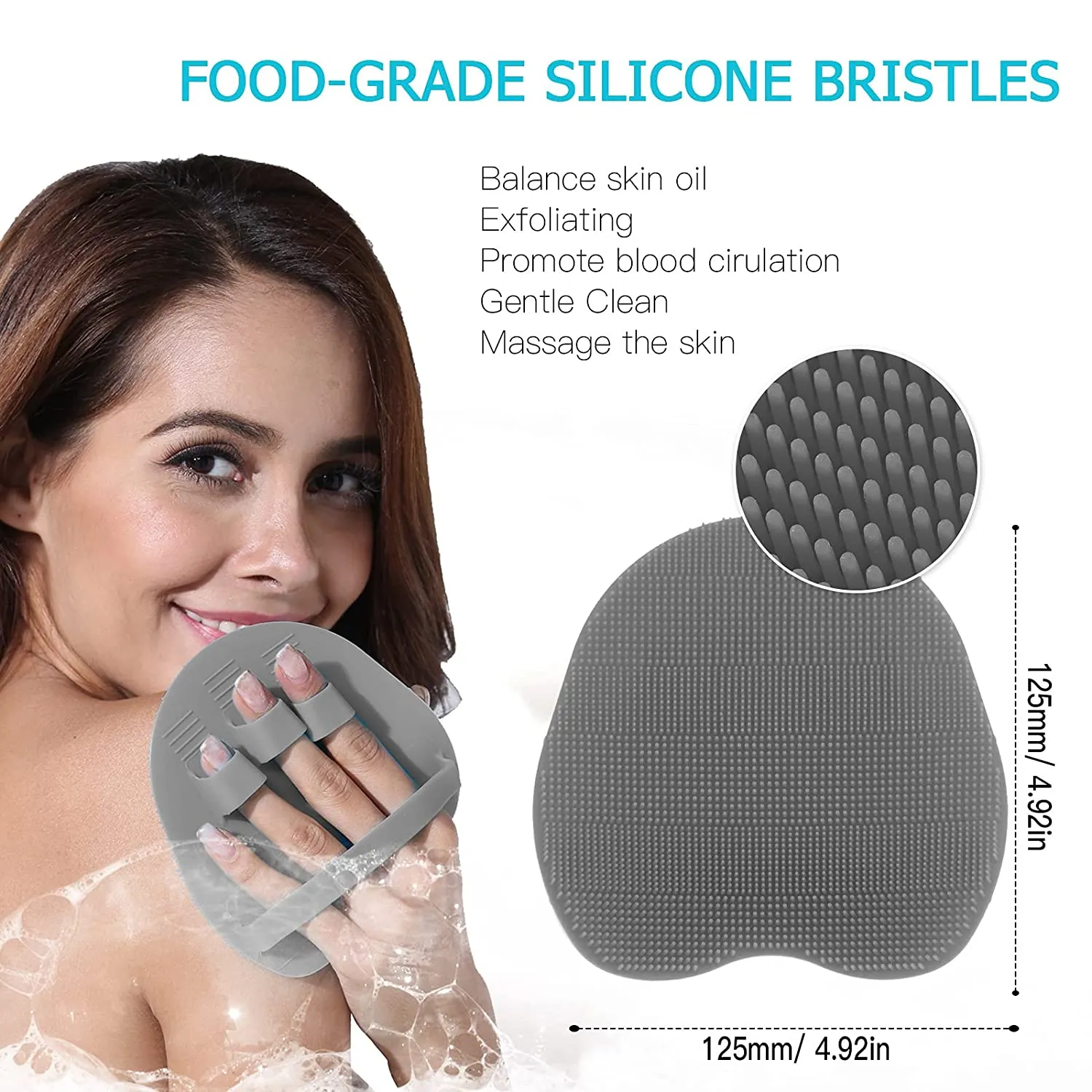 INNERNEED Soft Silicone Body Scrubber Shower Cleansing Brush Exfoliating Glove, SPA Massage Skin Care Tool, for Sensitive and All Kinds of Skin (Pack of 2)