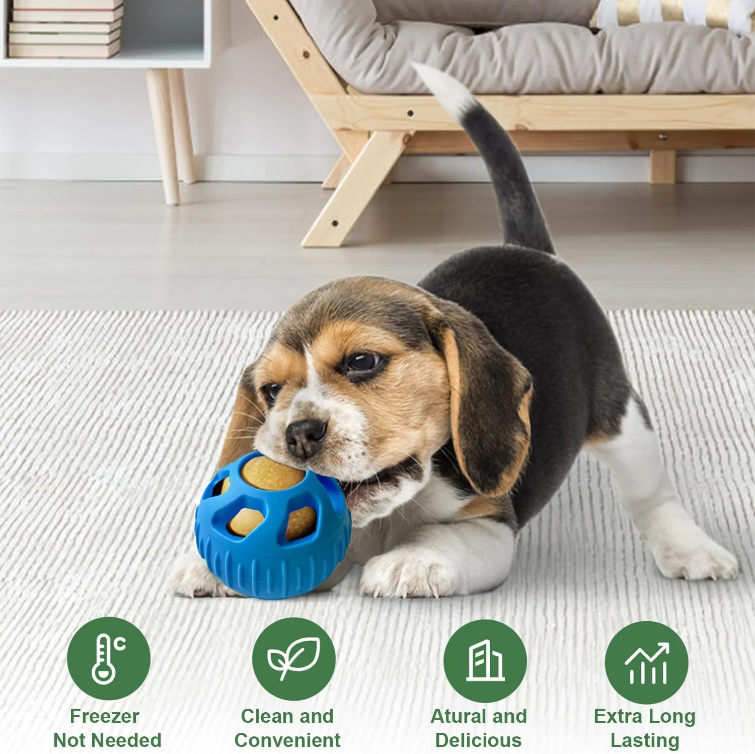 Interactive Dog Toys, Treat Dispensing Dog Toy, Chew Toys to Keep Your Pup Distracted, Frozen Dog Treats Toy for Aggressive Chewer, Durable Dog Puzzle for Small Medium Dog (Blue & Yellow)