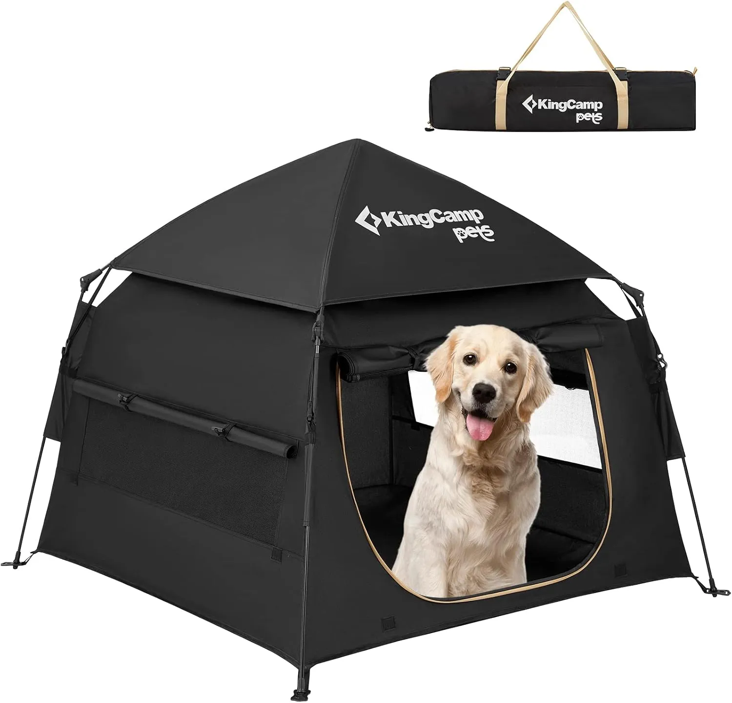 Kingcamp Portable Pet Dog House with Removable Cover, Lightweight Indoor and Outdoor Playpen Tent House Waterproof Dog Camping Tent Fordable Dog House with Carrying Bag, for Small, Medium, Large Pets