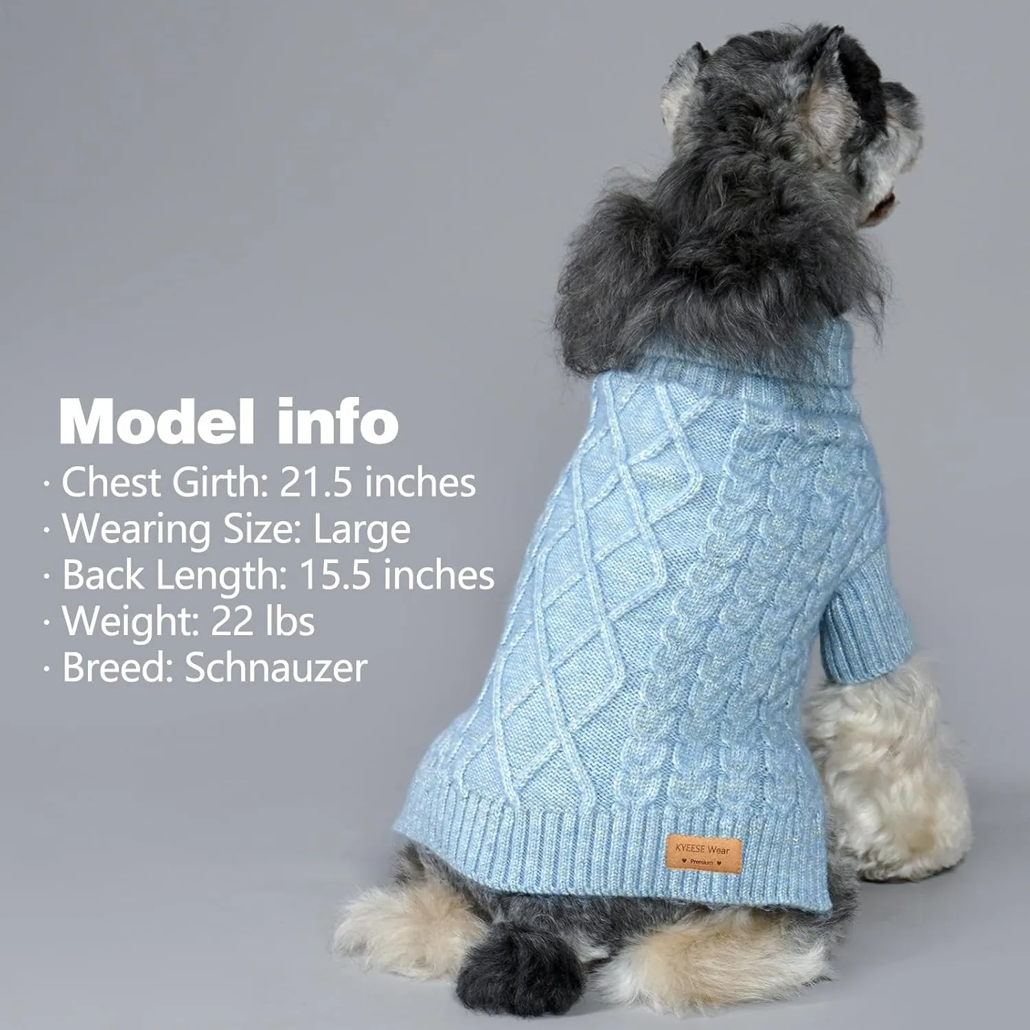 KYEESE Dog Sweater - Long Sleeve, Soft, Warm Dog Clothes for Cold Weather, Blue, XX-Large