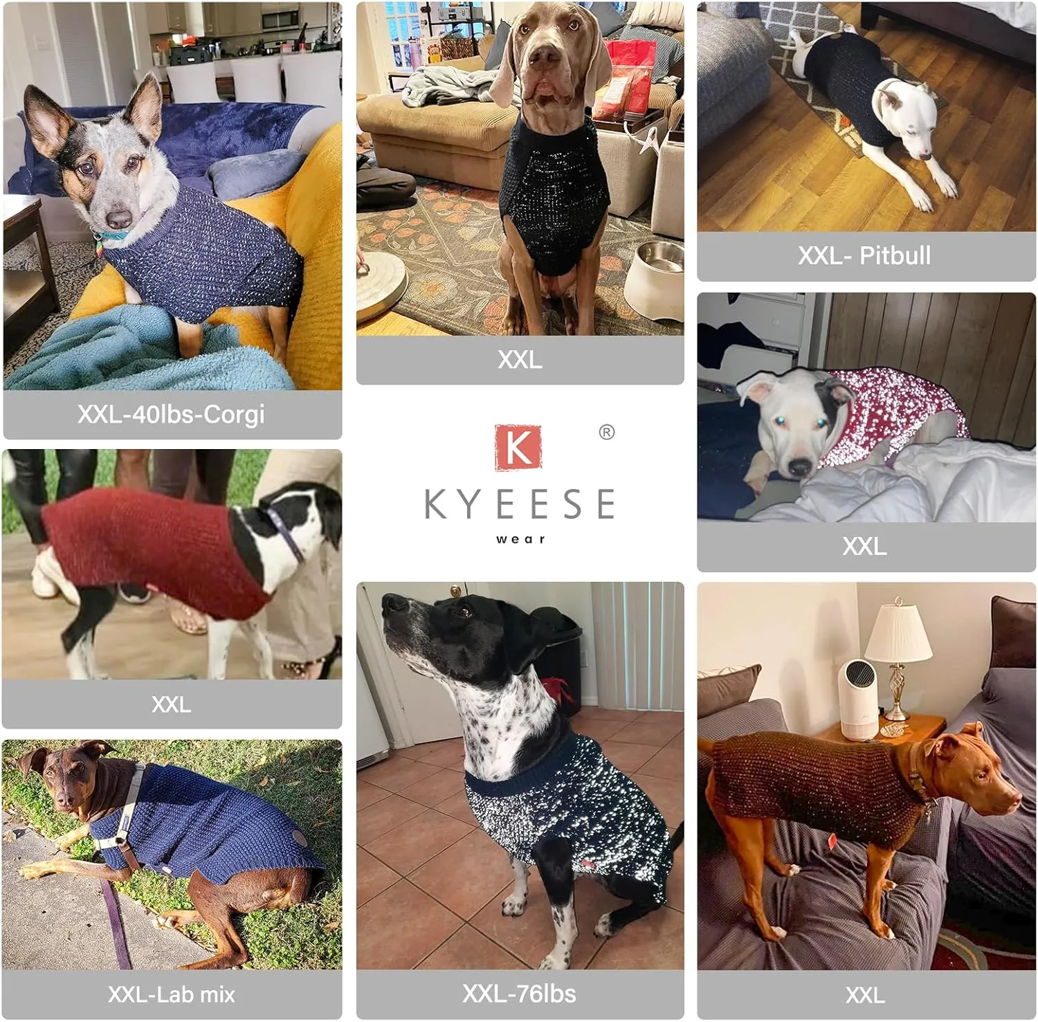 KYEESE Warm Dog Coat - Stretchy, Comfy, Classic Sweater with Leash Hole for Medium Dogs, Orange, XL