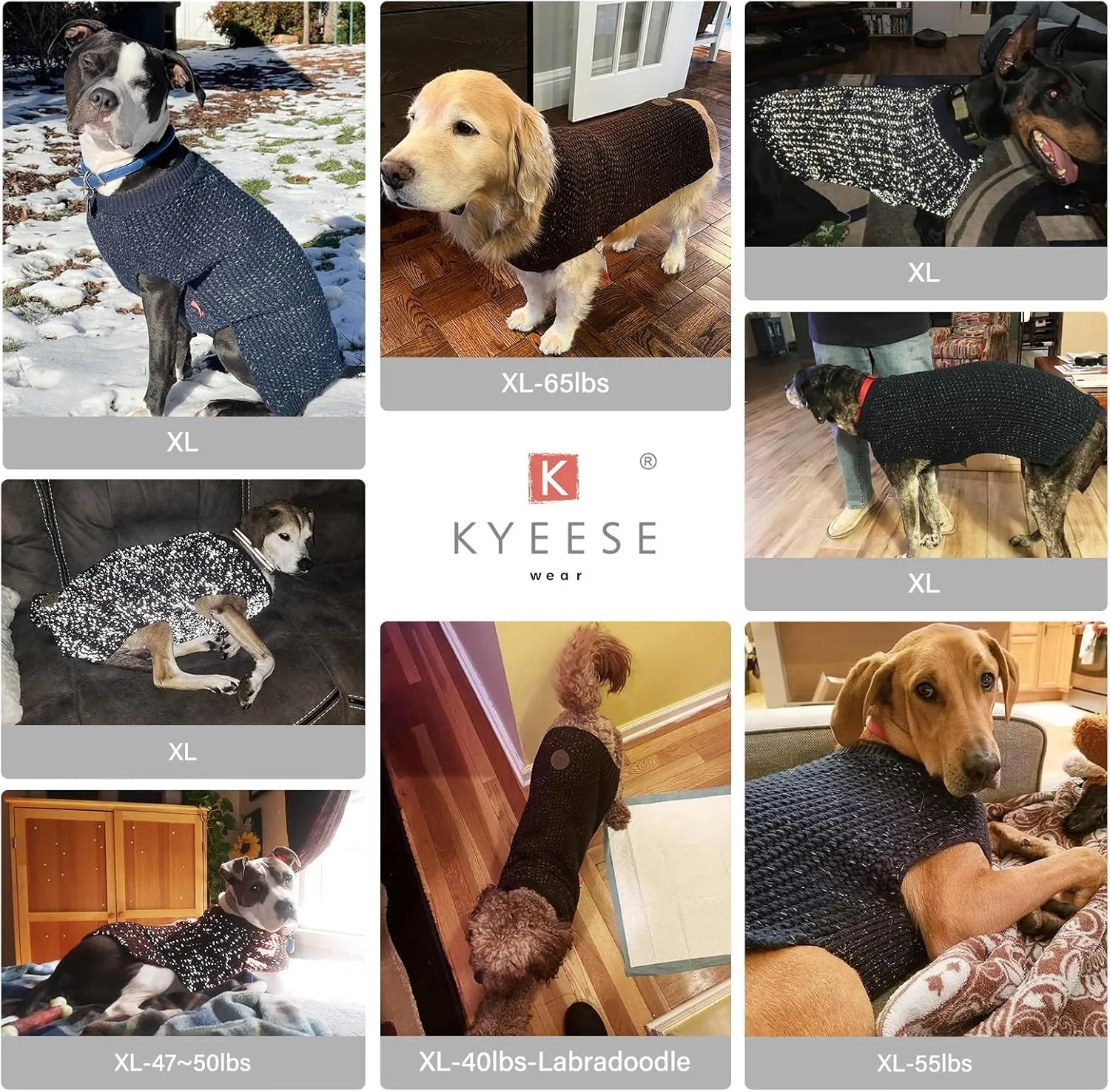 KYEESE Warm Dog Coat - Stretchy, Comfy, Classic Sweater with Leash Hole for Medium Dogs, Orange, XL