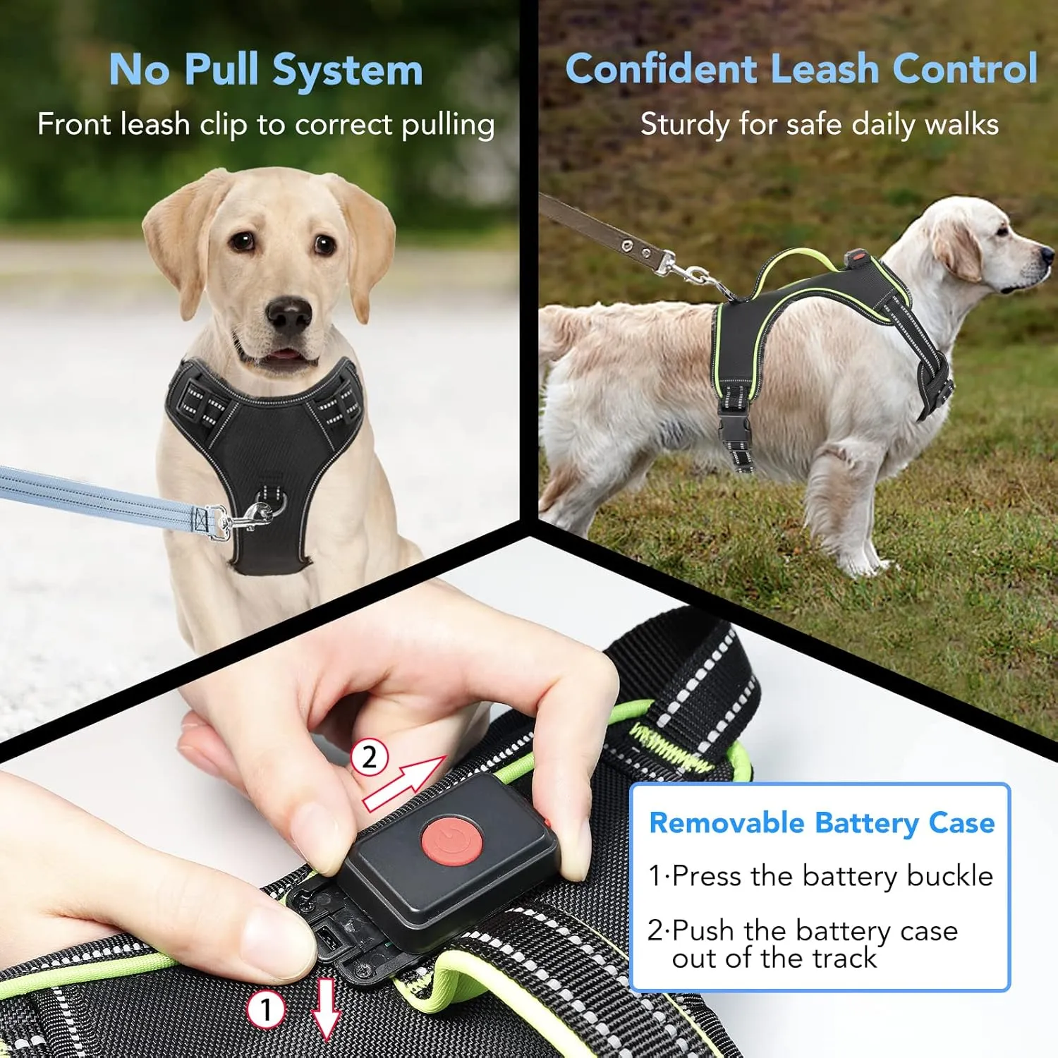 Light Up Dog Harness, No Pull LED Dog Harness with Handle, Rechargeable Lighted Safety Vest for Small Medium Large Dogs, Adjustable Soft Dog Lights for Night Walking