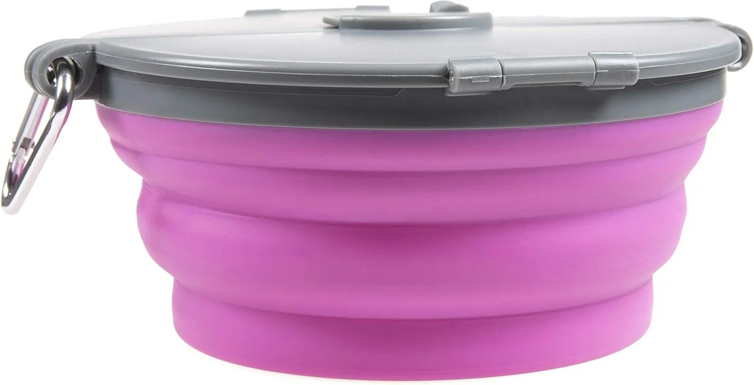 Loving Pets - Bella Roma Portable Travel Dog Bowl Collapsible Dog Food & Water Bowl (Pink, Large)