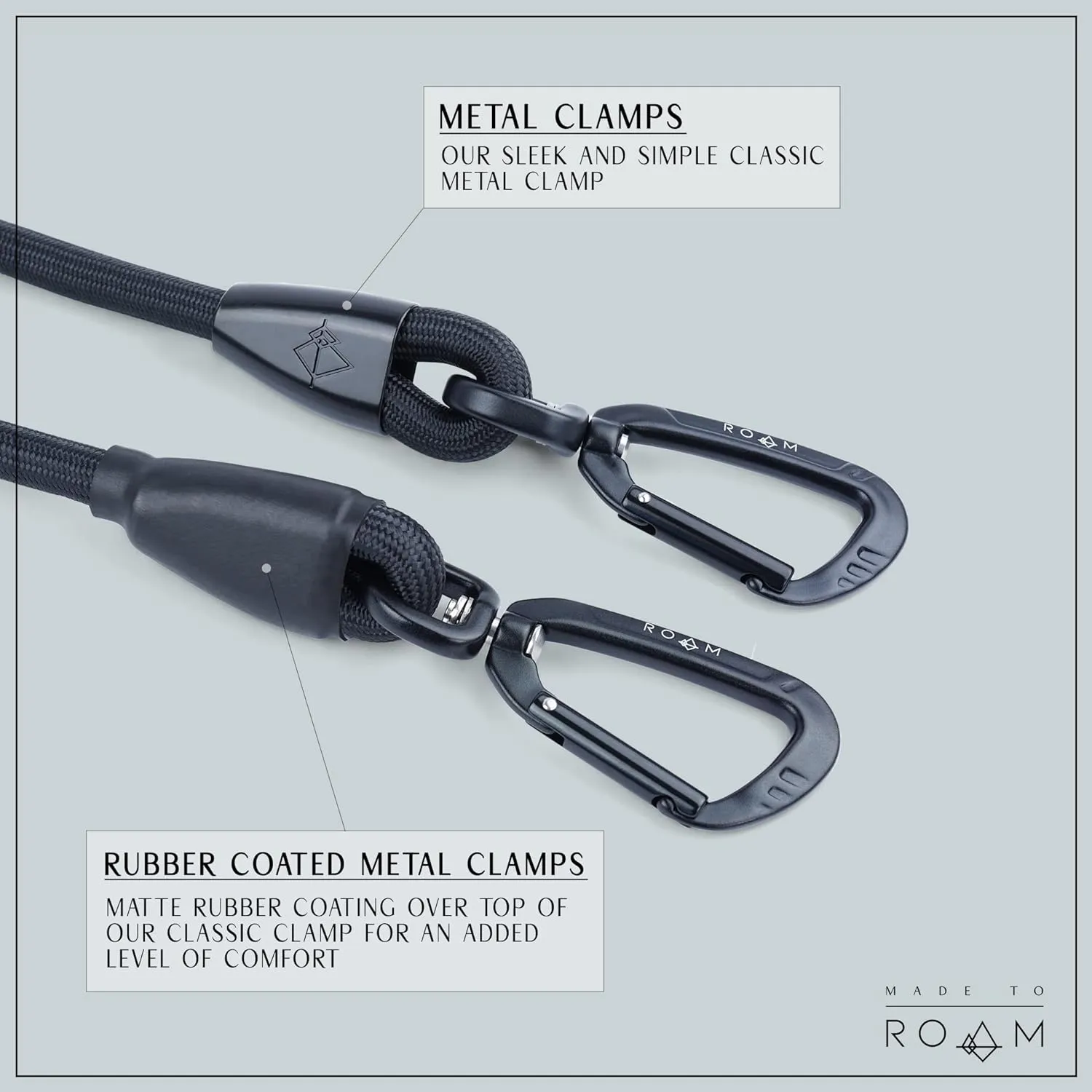 MADE TO ROAM Premium Everyday Leash - Ultra Soft Dog Leash with Aviation Aluminum Carabiner for Small, Medium, Large Dogs - California Horizon, 4ft (Rubber Coated Metal Clamps)