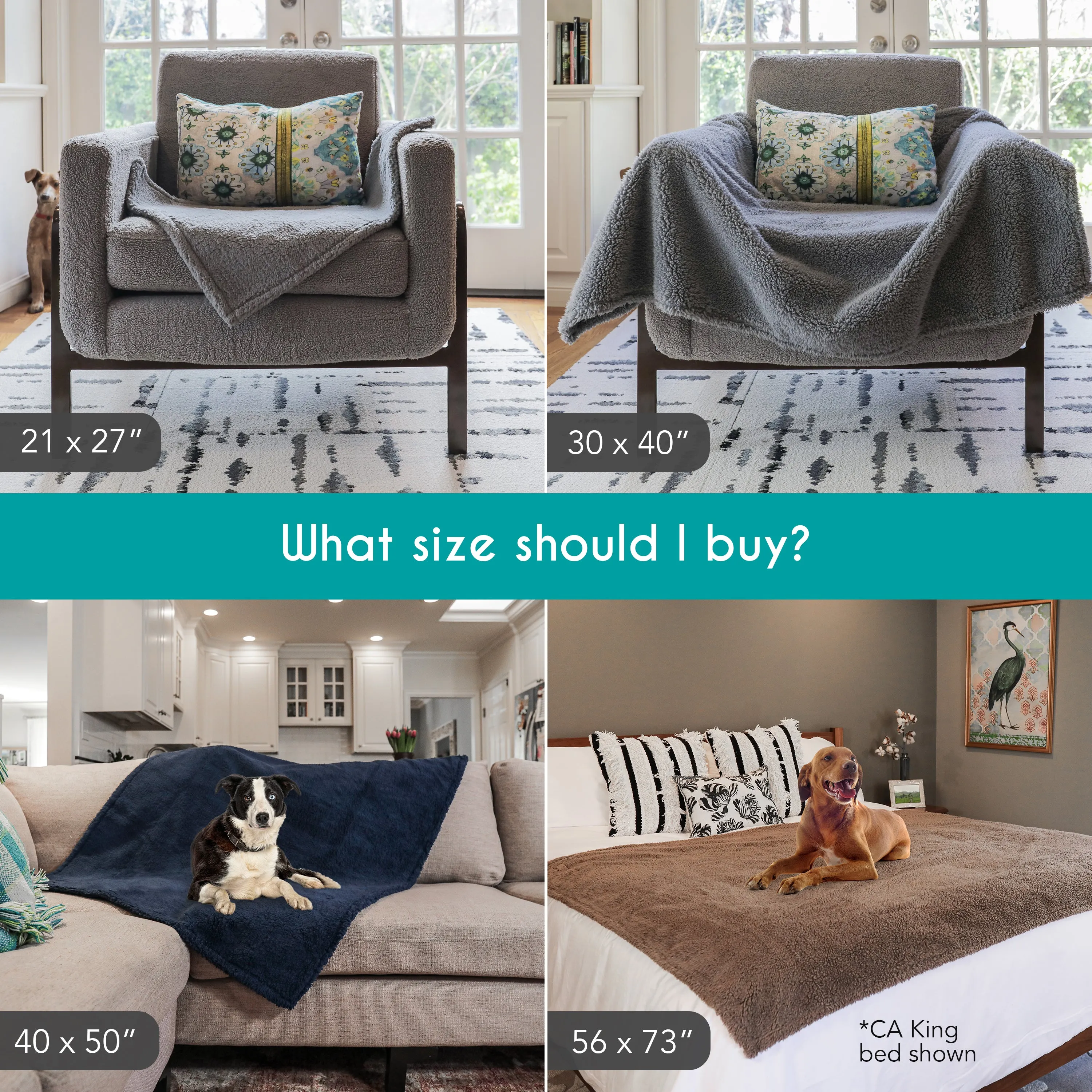 Medium Waterproof Pet Blanket, Grey, 30 x 40"