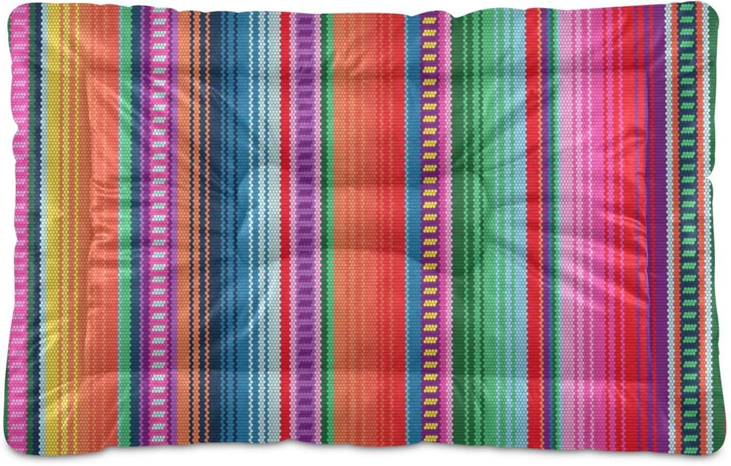 Mexican Blanket Stripes Crate Pet Bed, Portable Washable Dog Cat Mat, Soft Comfortable Pet Mattress with Non-Slip Bottom for Dogs Cats Sleeping, 36 x 24 Inch