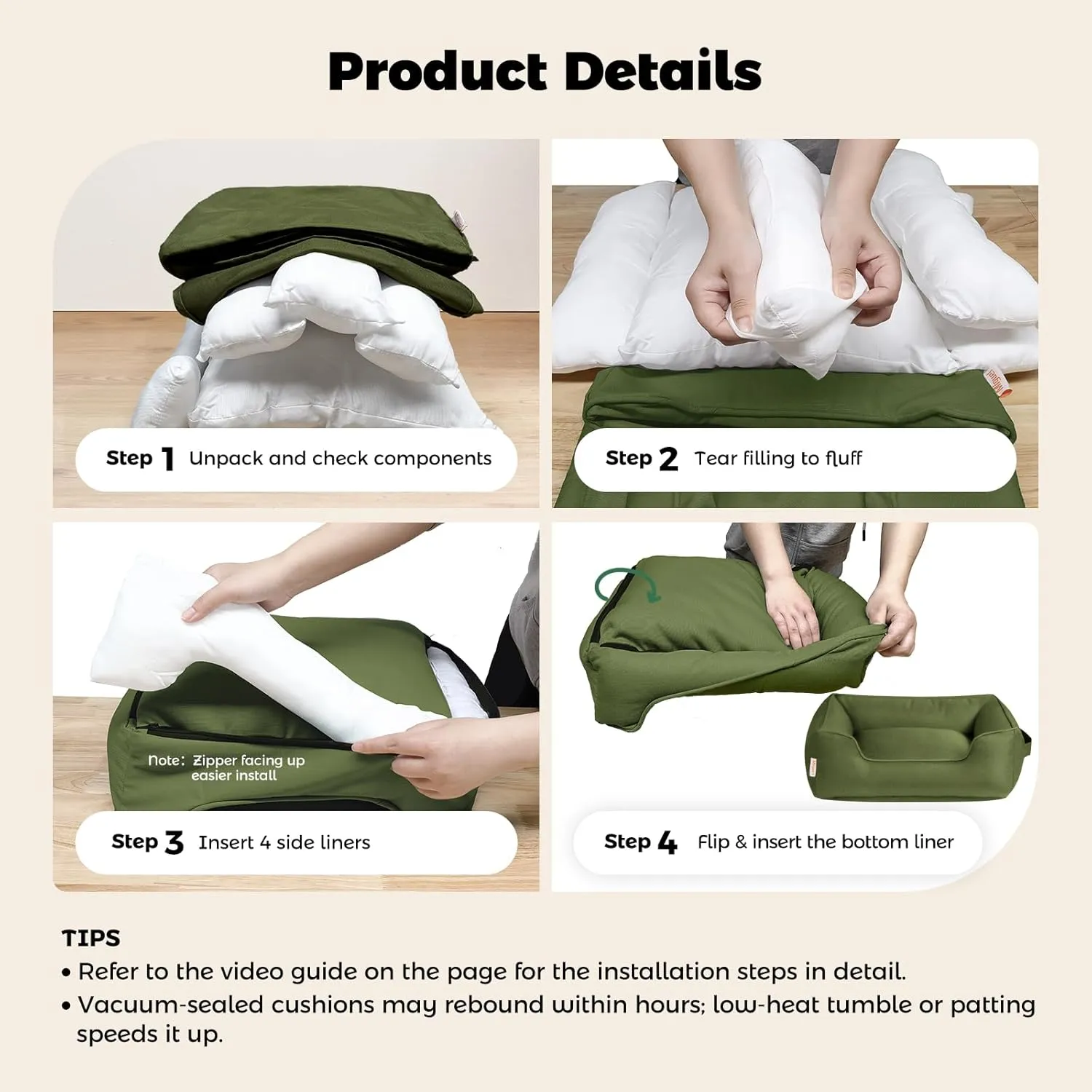 Miguel Outdoor Waterproof Cat Bed with Side, Oxford Durable Dog Bed for Small Dog Easy Clean, All Weather Rectangle Medium Pet Bed Bolster Tough Puppy Bed Scratch Resistant Removable Cover, 25 inches