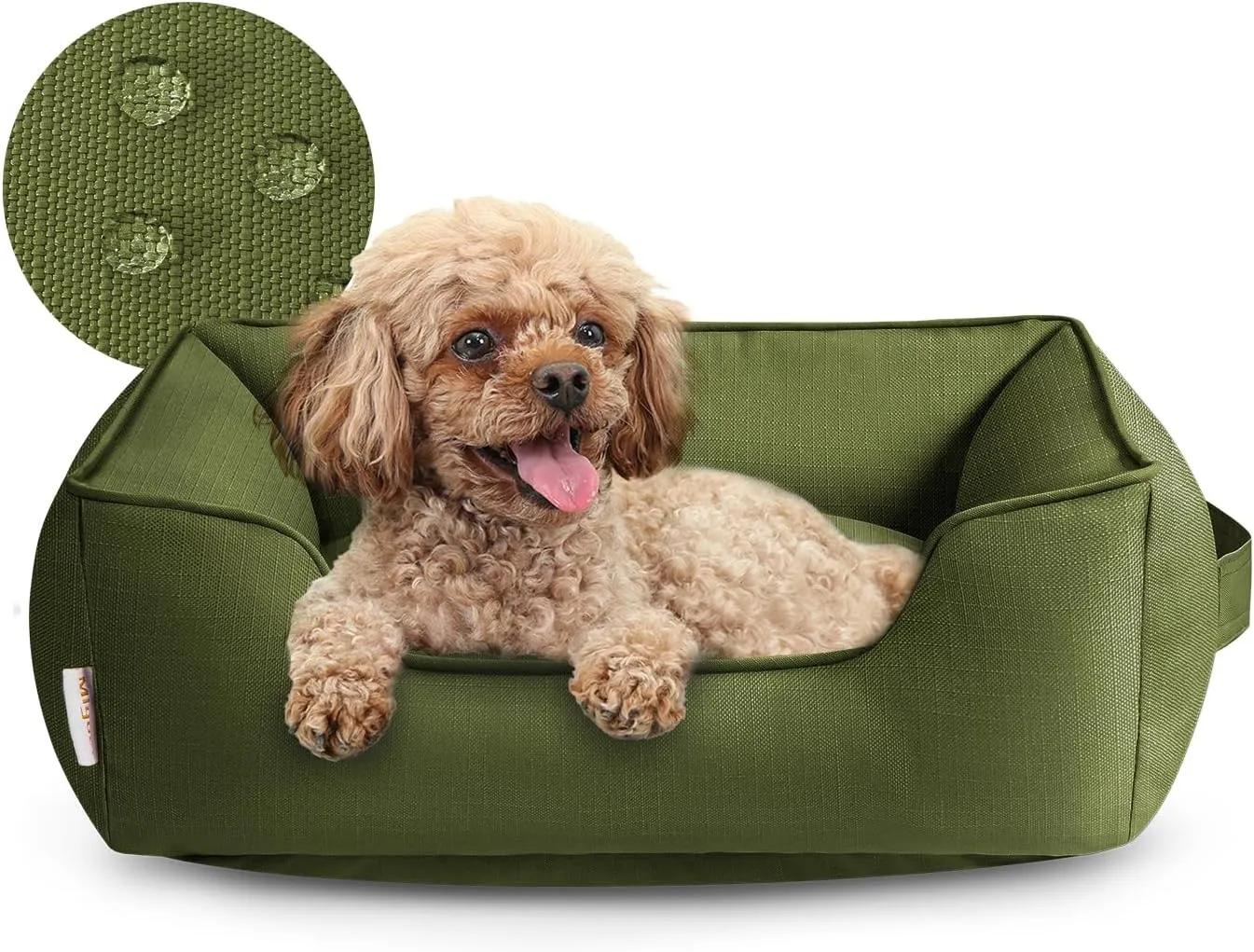 Miguel Outdoor Waterproof Cat Bed with Side, Oxford Durable Dog Bed for Small Dog Easy Clean, All Weather Rectangle Medium Pet Bed Bolster Tough Puppy Bed Scratch Resistant Removable Cover, 25 inches