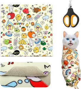 Mity rain Cat Grooming Supplies - Cat Wrap for Cutting Nails with Cat Nail Clipper, Cat Restraint for Nail Clipping to Anti-Runaway/Scratch/Bitten, Cat Swaddle Wrap for Calming & Holding Cat (Medium)