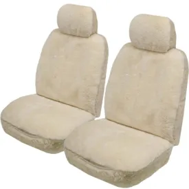 My Car Downunder 16mm Thick Sheepskin Front Seat Covers, Universal Size 30 - Ivory - SDOWA3010