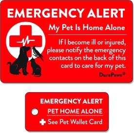 My Pets are Home Alone Emergency Alert Plastic Contact Wallet Card and Key Tag (Writable Surface on Back Side of Card)