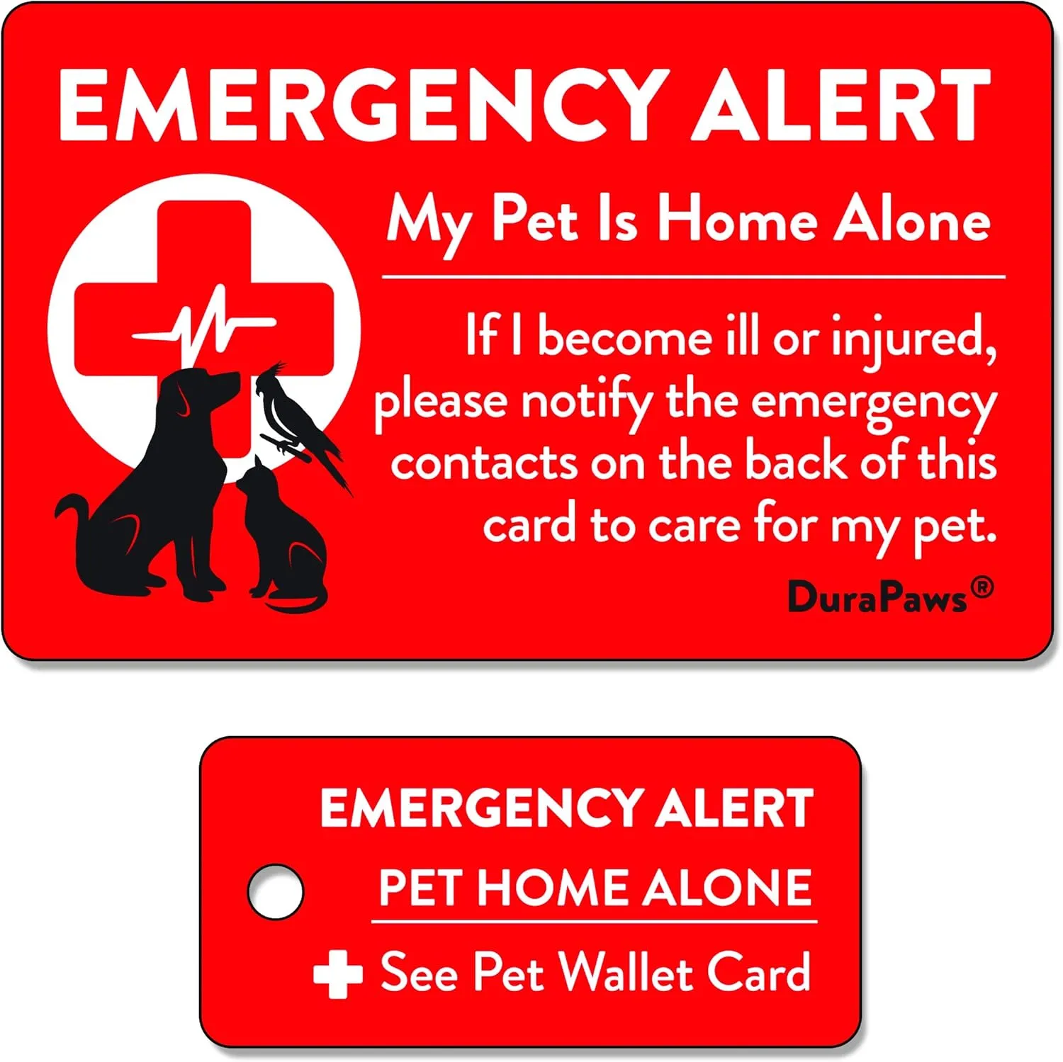 My Pets are Home Alone Emergency Alert Plastic Contact Wallet Card and Key Tag (Writable Surface on Back Side of Card)