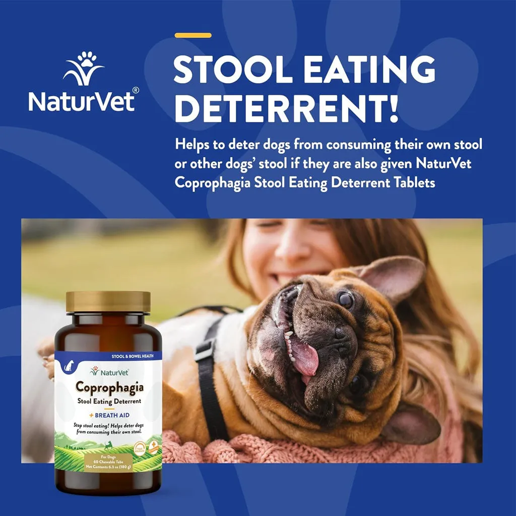 NaturVet Coprophagia Stool Eating Deterrent Plus Breath Aid Chewable Tablets for Dogs, 60 count