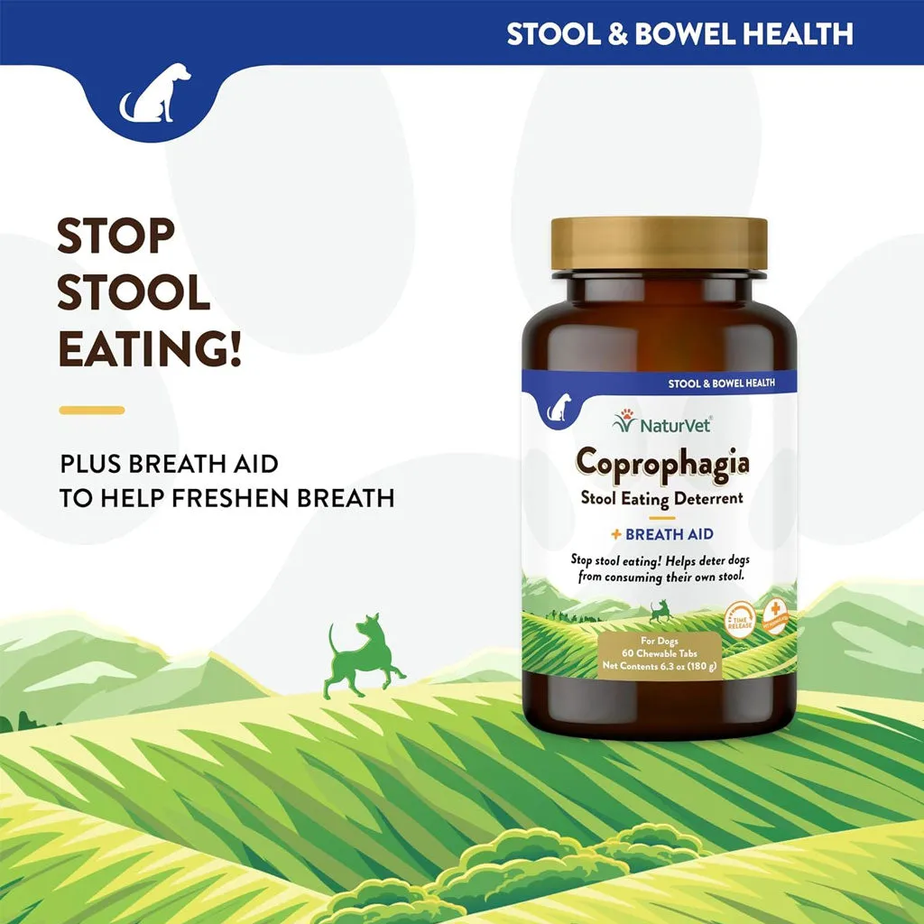 NaturVet Coprophagia Stool Eating Deterrent Plus Breath Aid Chewable Tablets for Dogs, 60 count