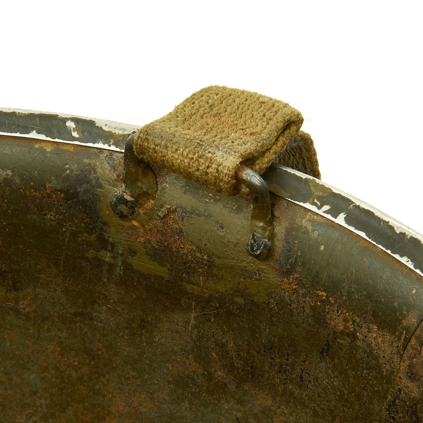 Original U.S. WWII 29th Division 1942 M1 McCord Fixed Bale Front Seam Helmet with Westinghouse Liner