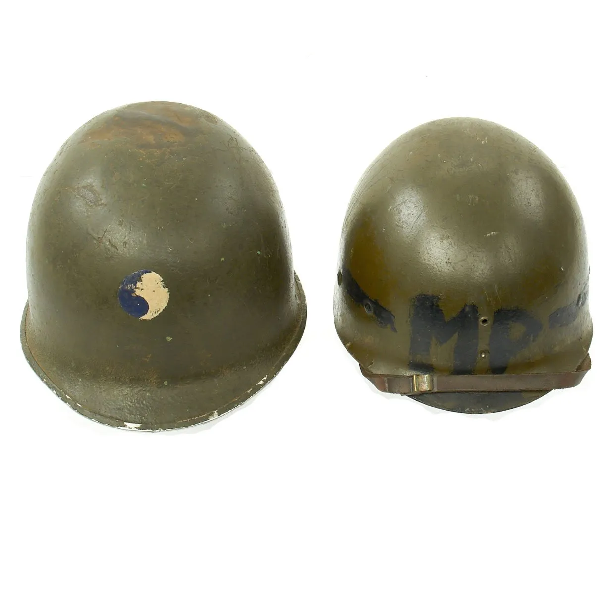 Original U.S. WWII 29th Division 1942 M1 McCord Fixed Bale Front Seam Helmet with Westinghouse Liner