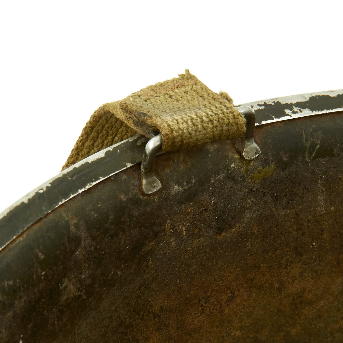 Original U.S. WWII 29th Division 1942 M1 McCord Fixed Bale Front Seam Helmet with Westinghouse Liner