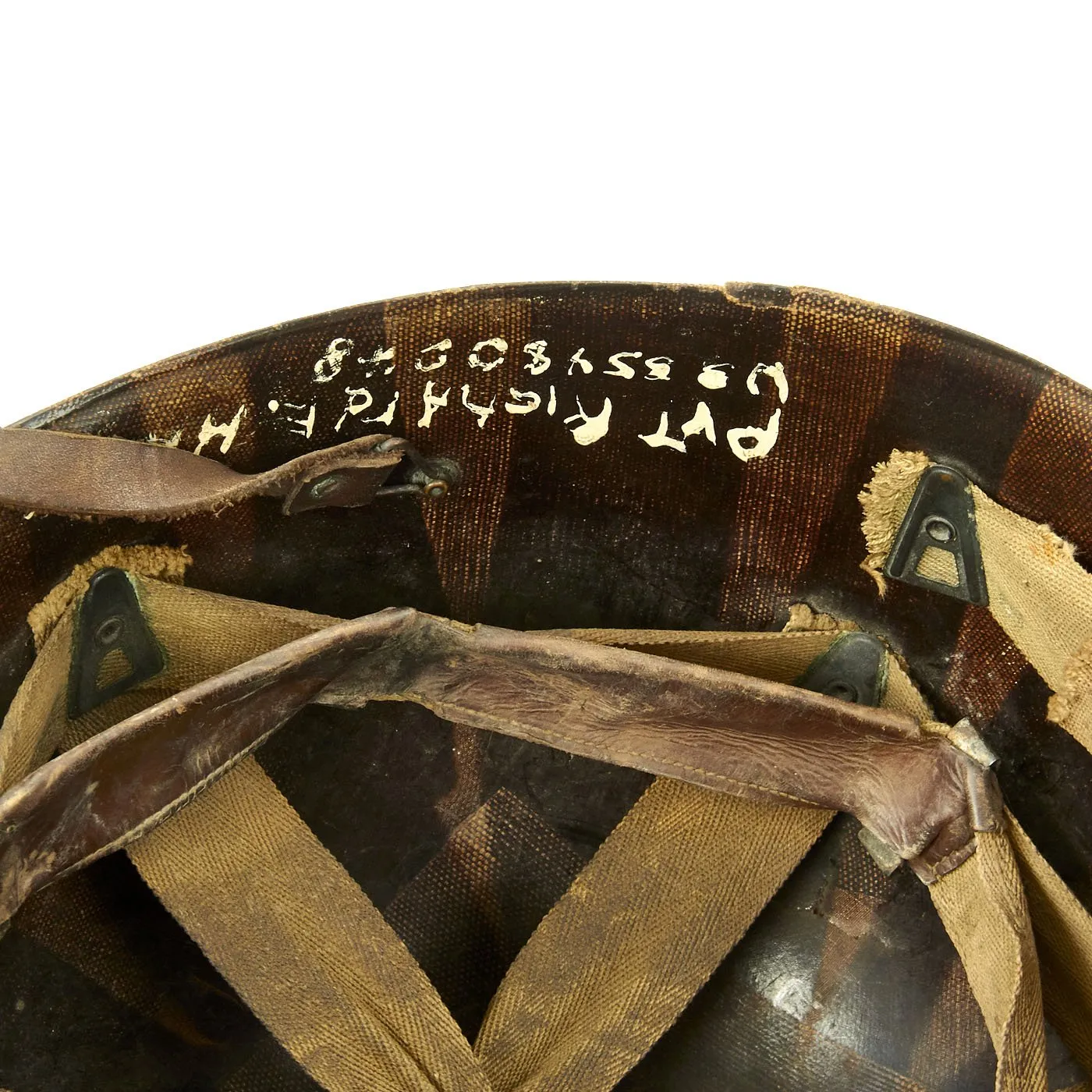 Original U.S. WWII 29th Division 1942 M1 McCord Fixed Bale Front Seam Helmet with Westinghouse Liner