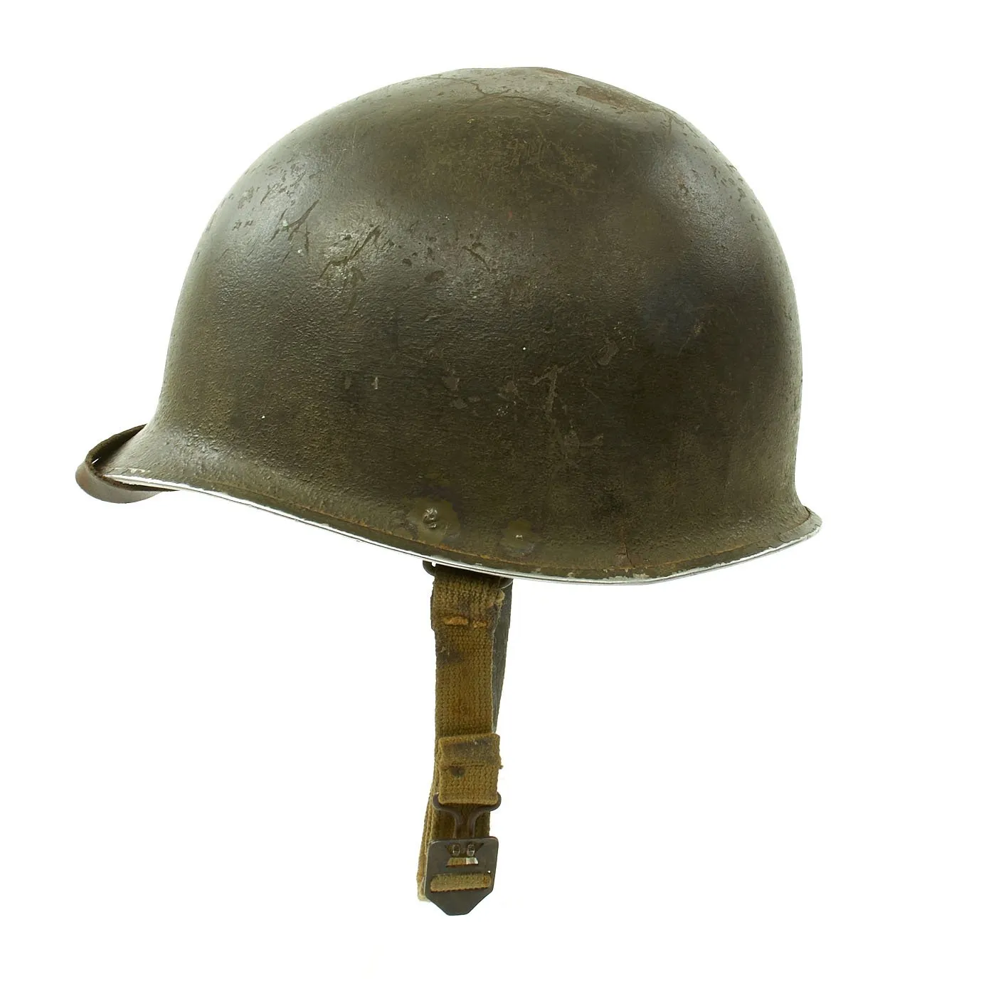Original U.S. WWII 29th Division 1942 M1 McCord Fixed Bale Front Seam Helmet with Westinghouse Liner
