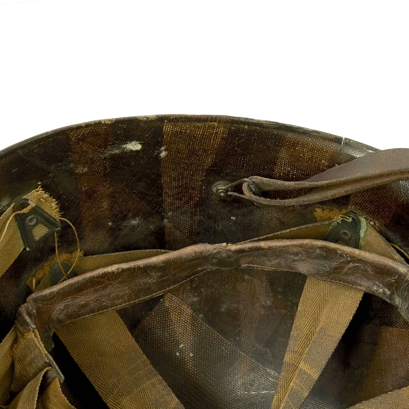 Original U.S. WWII 29th Division 1942 M1 McCord Fixed Bale Front Seam Helmet with Westinghouse Liner