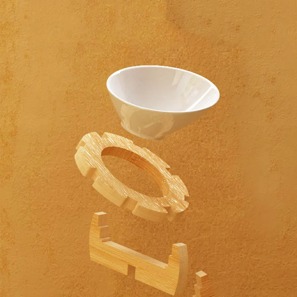 PAWS ASIA Amazon Best Sell Pet Bamboo Protect Cervical 15 Degree Tilted White Ceramic Dog Bowl