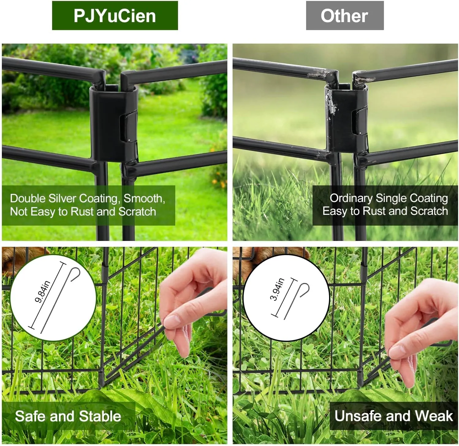 PJYuCien Dog Playpen - Metal Foldable Dog Exercise Pen, Pet Fence Puppy Crate Kennel Indoor Outdoor with 8 Panels 30H & Bottom Pad for Small Medium Pets