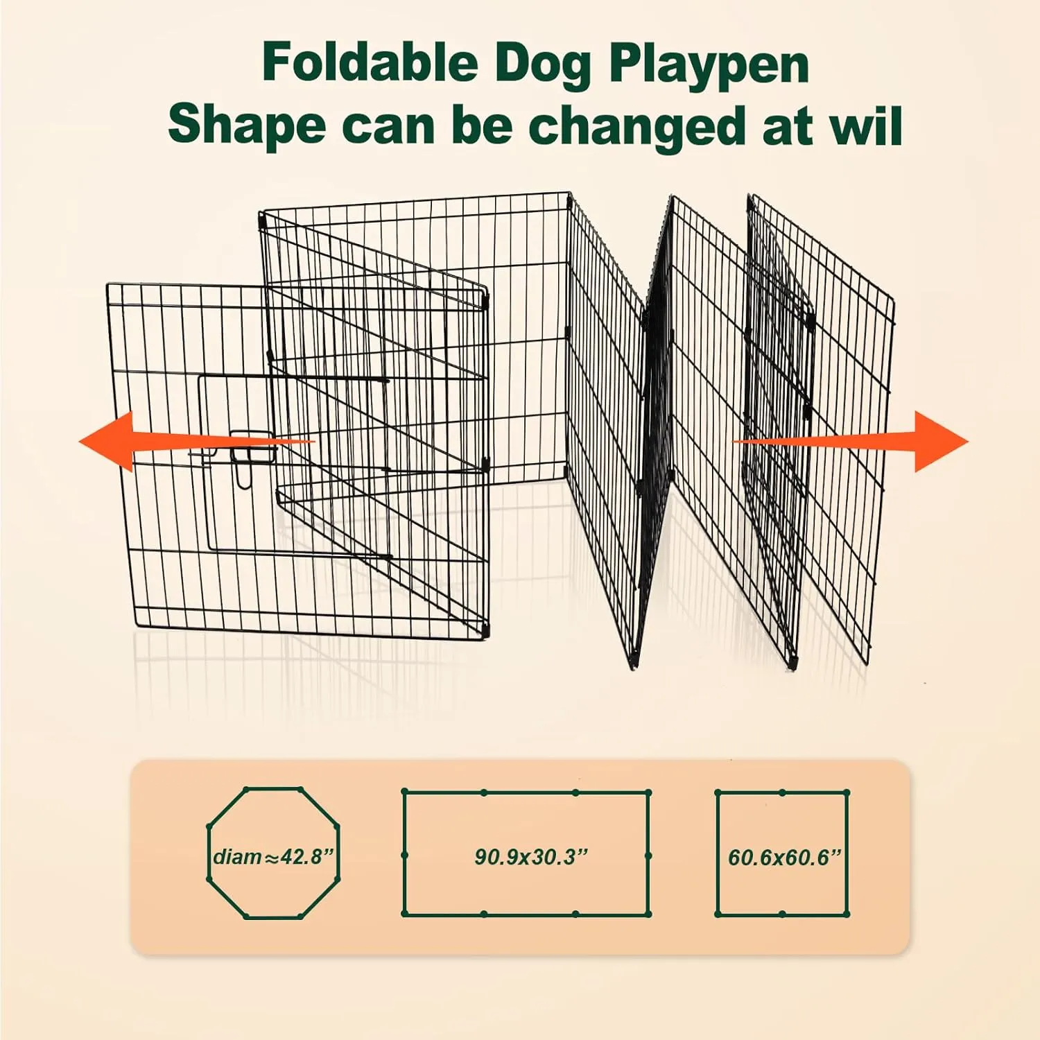 PJYuCien Dog Playpen - Metal Foldable Dog Exercise Pen, Pet Fence Puppy Crate Kennel Indoor Outdoor with 8 Panels 30H & Bottom Pad for Small Medium Pets