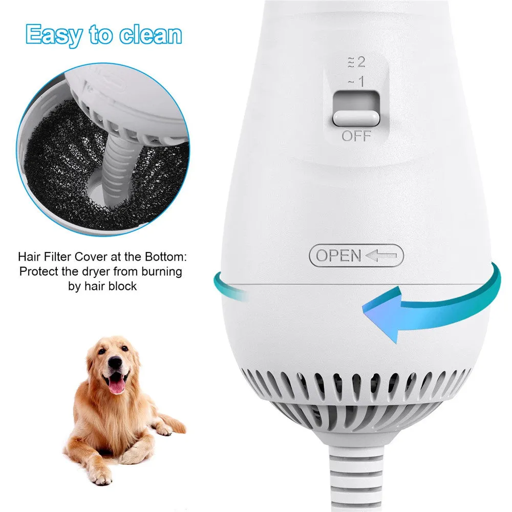 Portable 2-In-1 Hair Dryer For Dogs Adjust Temperature Low Noise Pet Dryer