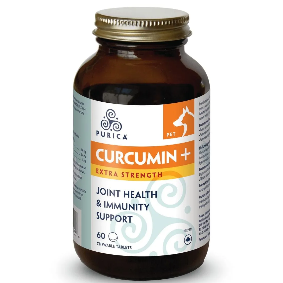 Purica Pet Curcumin  Extra Strength (Dogs, Cats & Small Animals), 60 Chewable Tablets