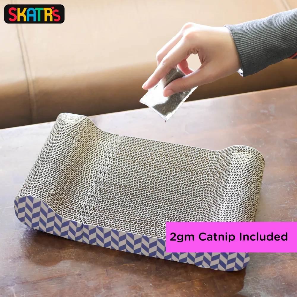 Skatrs Paw Lounge Cat Scratcher with Premium Catnip and Claw Tower Cat Tree with Hammock and Dual Scratching Post Toy Combo