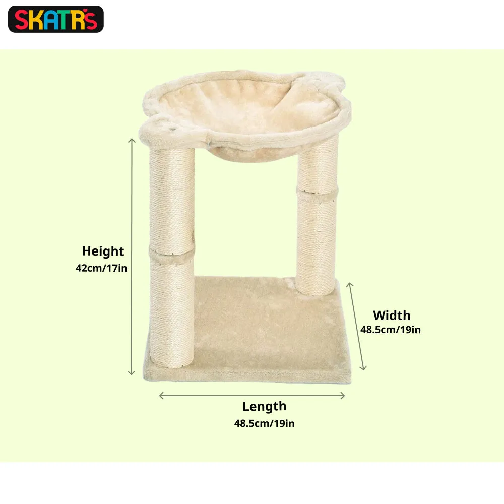 Skatrs Paw Lounge Cat Scratcher with Premium Catnip and Claw Tower Cat Tree with Hammock and Dual Scratching Post Toy Combo