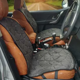 Space CoolPad Full Car Seat Cushion Black and Grey (Set of 2)