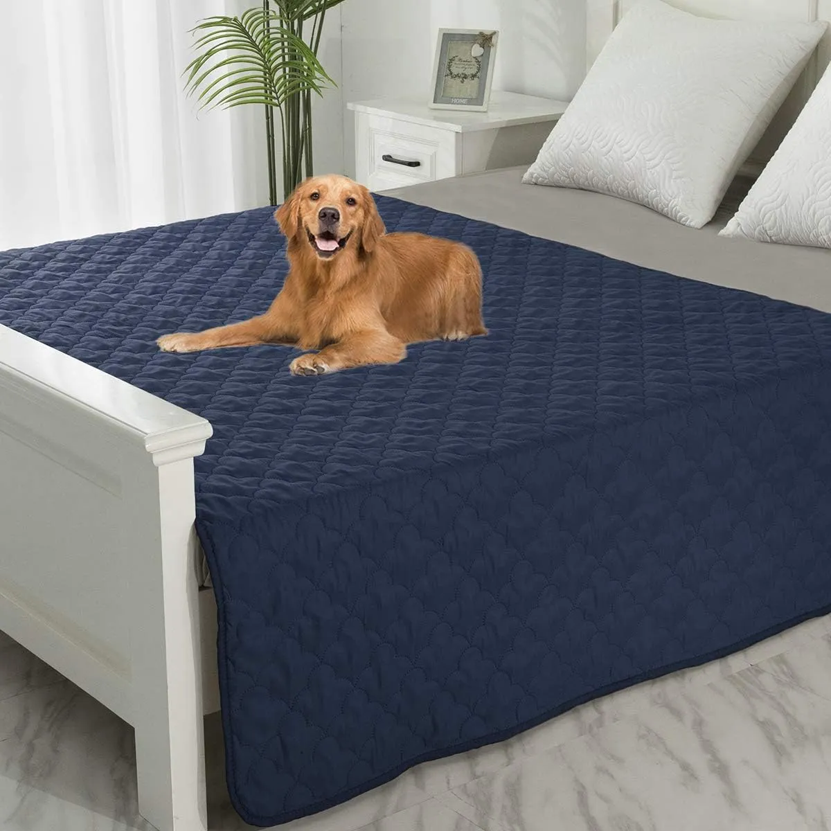 SPXTEX Dog Bed Cover Washable Pee Pads Dog Blankets for Puppy Large Dog Cat,Sofa Reversible Changing Pad Reusable 1 Piece52"x82",Navy Stoneblue