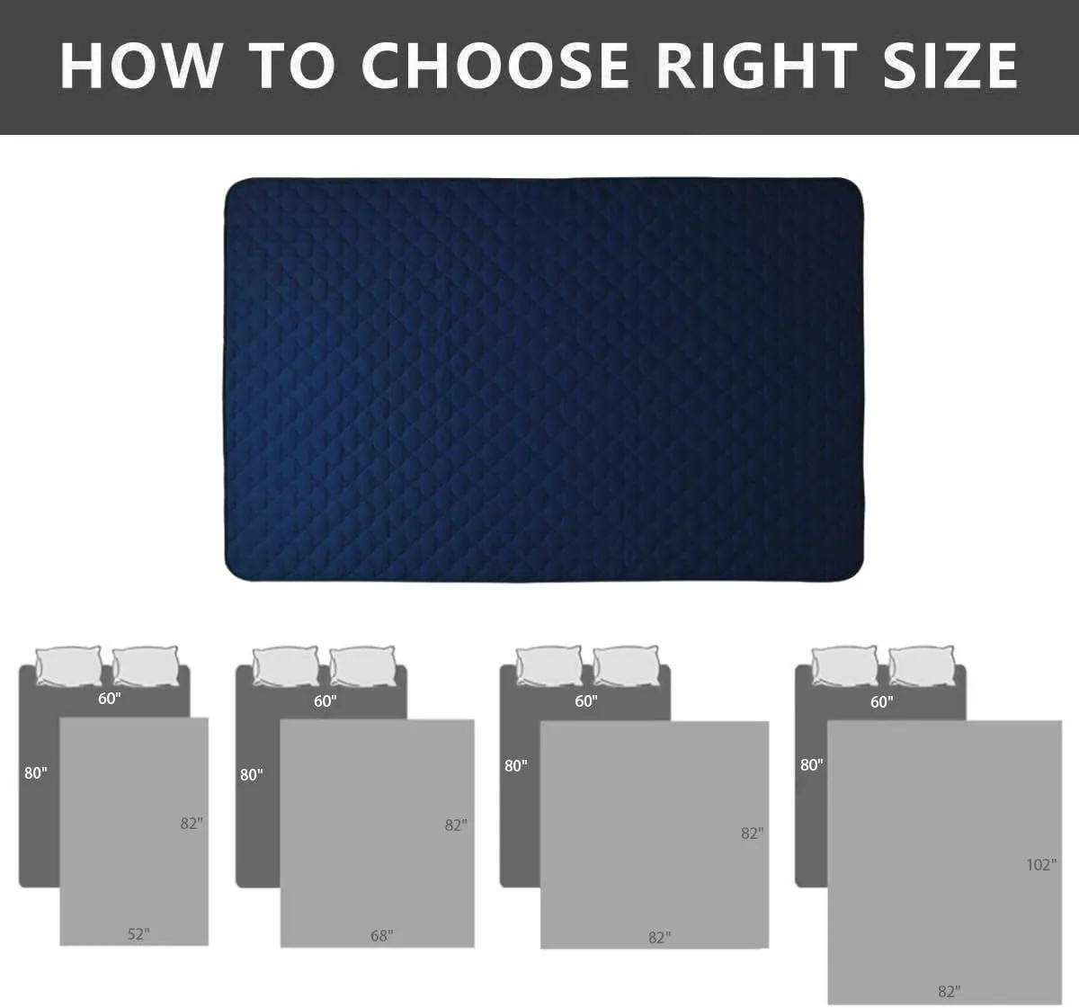 SPXTEX Dog Bed Cover Washable Pee Pads Dog Blankets for Puppy Large Dog Cat,Sofa Reversible Changing Pad Reusable 1 Piece52"x82",Navy Stoneblue