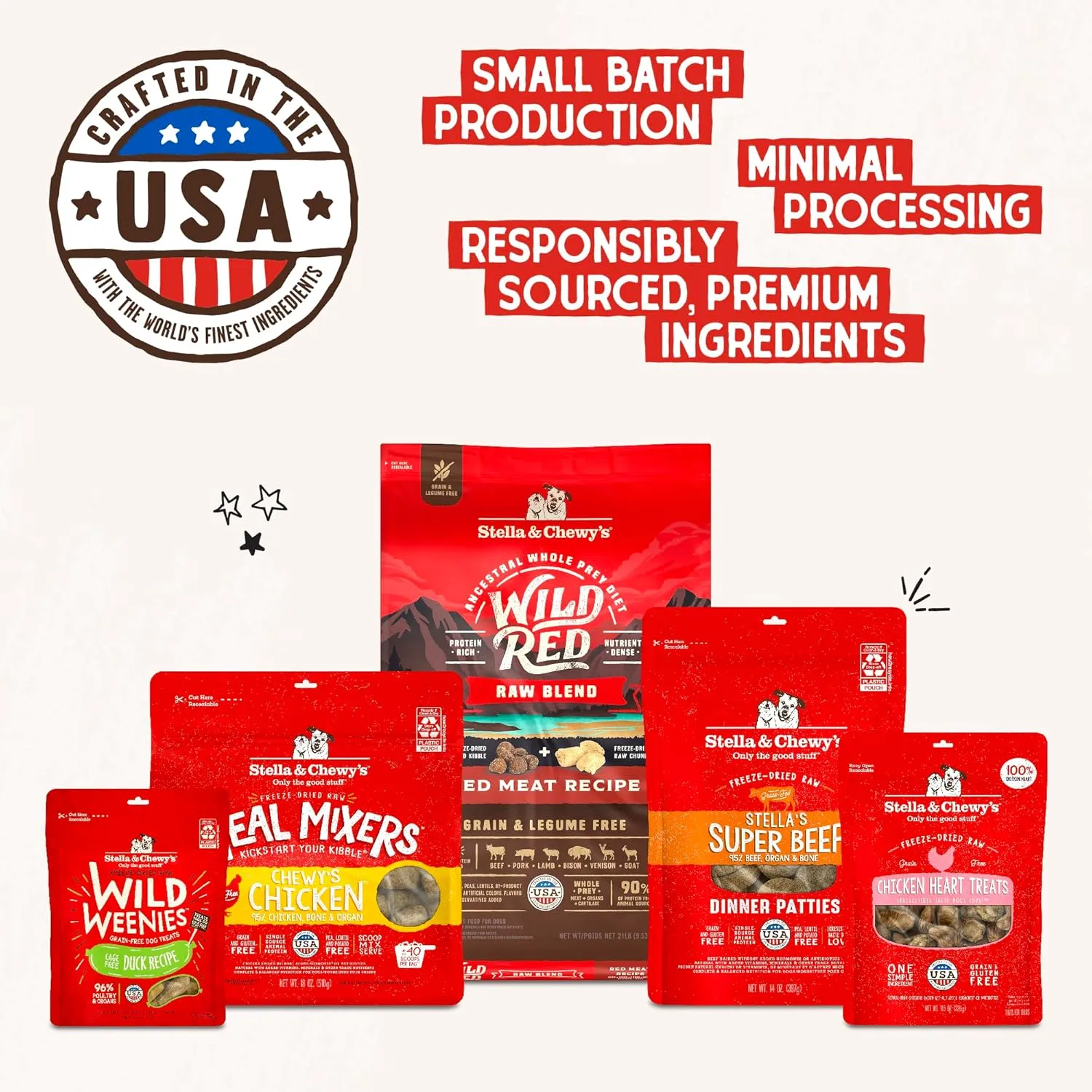 Stella & Chewy's Freeze-Dried Raw Dinner Patties - Surf 'N Turf Salmon & Beef Recipe - High Protein Grain-Free Puppy & Dog Food - Perfect For Picky Eaters - 14 oz