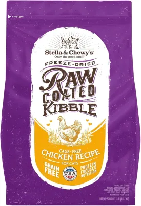Stella & Chewy's Raw Coated Premium Kibble Cat Food  Grain Free, Protein Rich Meals  Cage-Free Chicken Recipe  2.5 lb. Bag