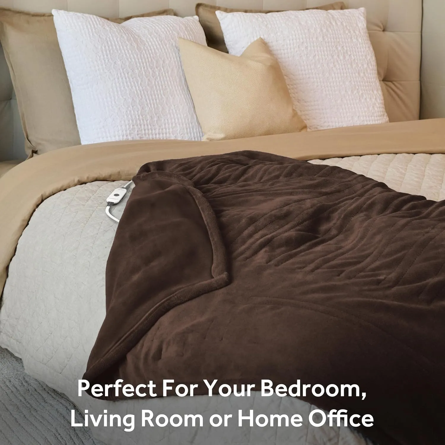 Sunbeam Royal Ultra Walnut Heated Personal Throw / Blanket, Cozy-Warm, Adjustable Heat Settings