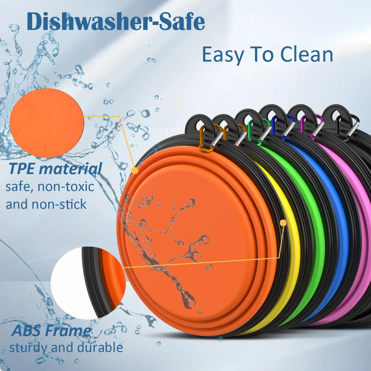 Takfox Collapsible Dog Bowls [2 Pack] 20 oz, Travel Dog Bowls, Pet Bowl Portable Foldable Water Food Feeding Dishes with Carabiner Clip for Traveling Hiking Walking-Green & Blue
